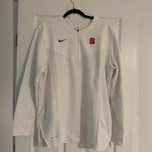 Nike Men’s White Collar-less Quarter Zip with Syracuse S - On Field Brand - L